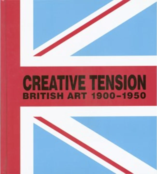 Half of a British flag with text that reads Creative Tension, British Art 1900 - 1950