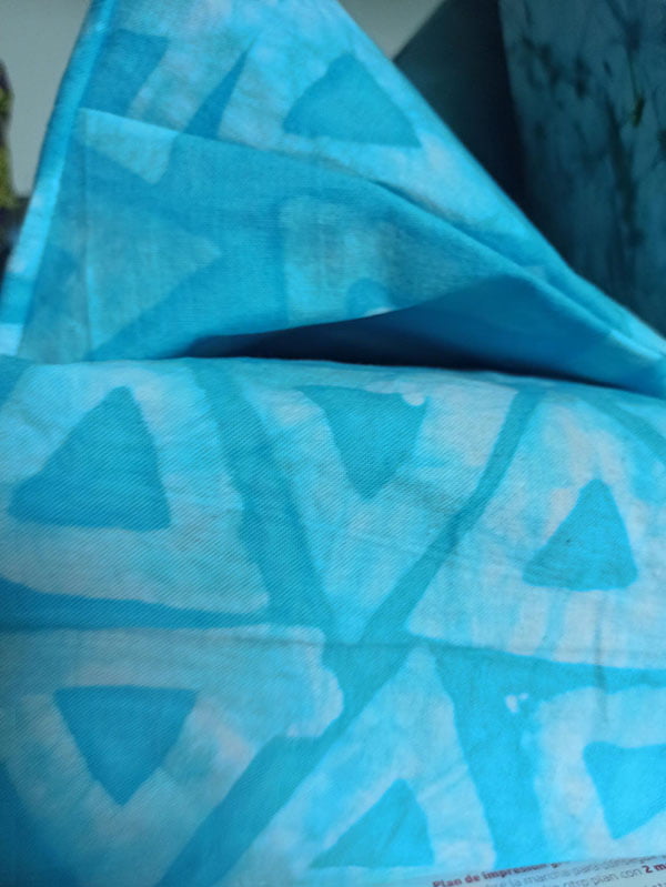 Blue fabric with triangle prints