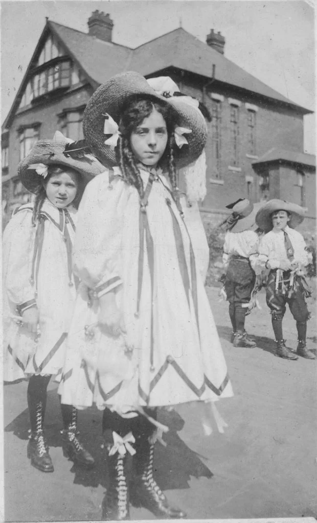 Photograph of members of the Junior Beautiful Oldham Society in festive costume.
Image reference: P21990