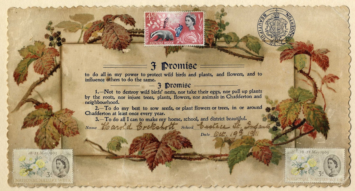 Beautiful Oldham promise certificate dated 1911.